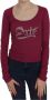 D.Exterior Crystal Embellished Long Sleeve Casual Top Rood Dames - Thumbnail 1