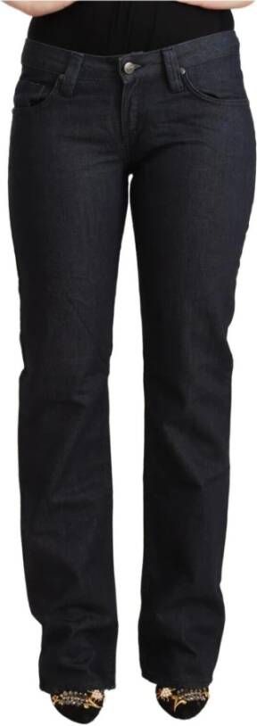 D.Exterior Dark Blue Cotton Stretch Low Waist Straight Denim Jeans Blauw Dames