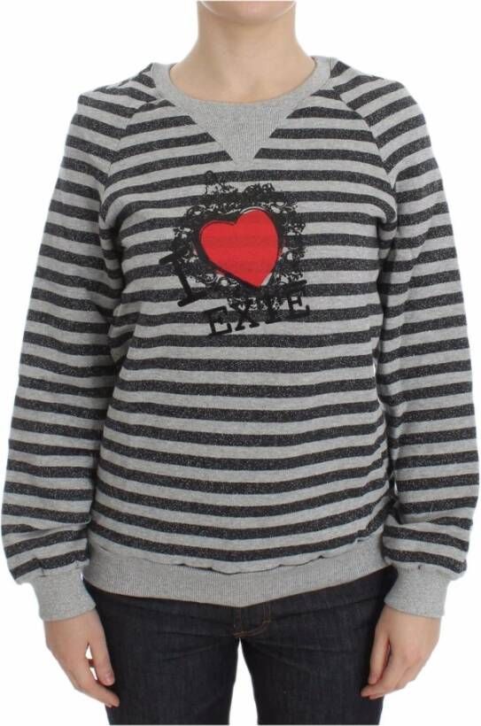 Exte Gestreepte Crew-Neck Pullover met Logodetails Multicolor Dames