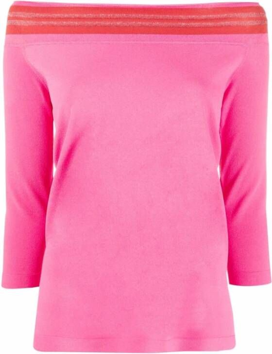 D.Exterior Metalen gestreepte gebreide top Roze Dames