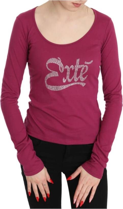 D.Exterior Pink Exte Crystal Embellished Long Sleeve Top Roze Dames