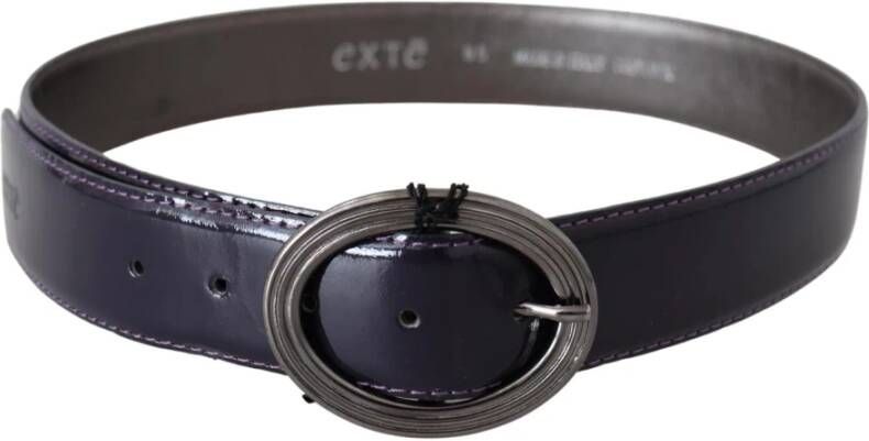 D.Exterior Purple Silver Oval Metal Buckle Waist Leather Belt Paars Unisex