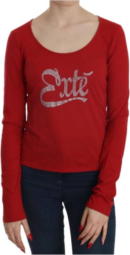 D.Exterior Red Crystal Embellished Long Sleeve Blouse Rood Dames