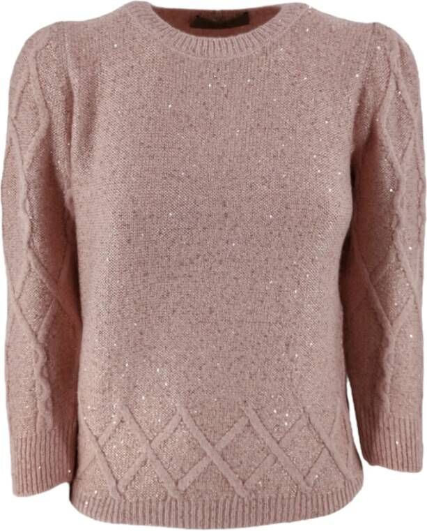 D.Exterior Ronde hals gekweek Roze Dames