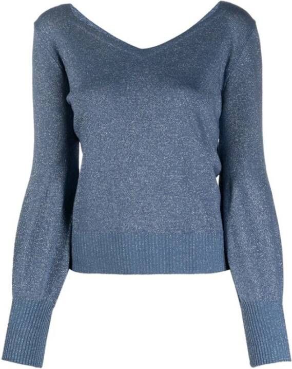 D.Exterior V-hals gebreide kleding Blauw Dames