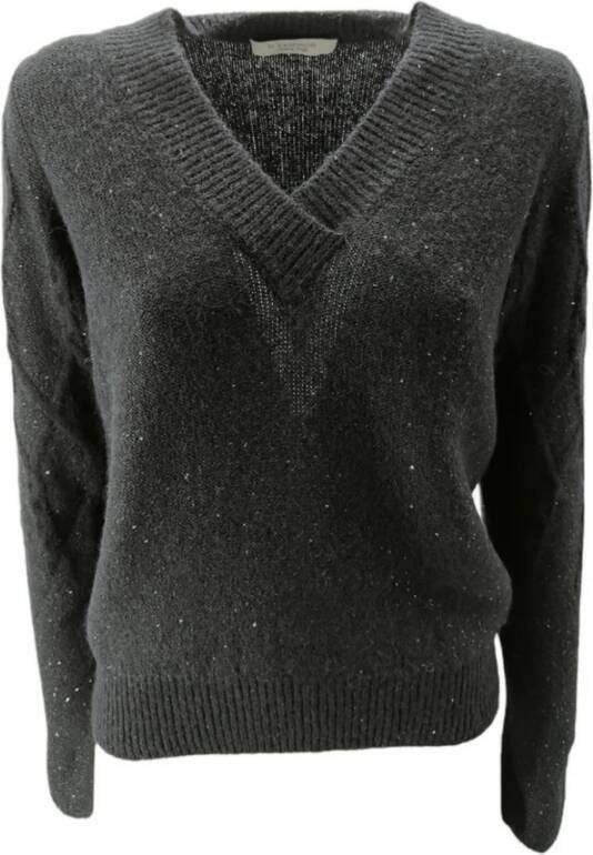D.Exterior V-hals gebreide kleding Zwart Dames
