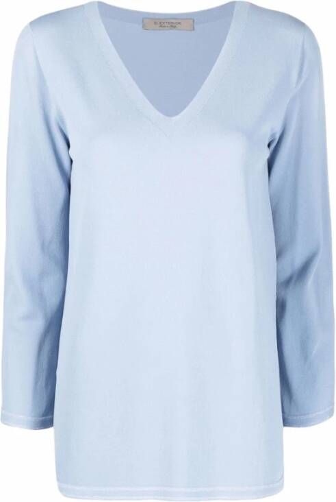 D.Exterior V-hals trui Blauw Dames