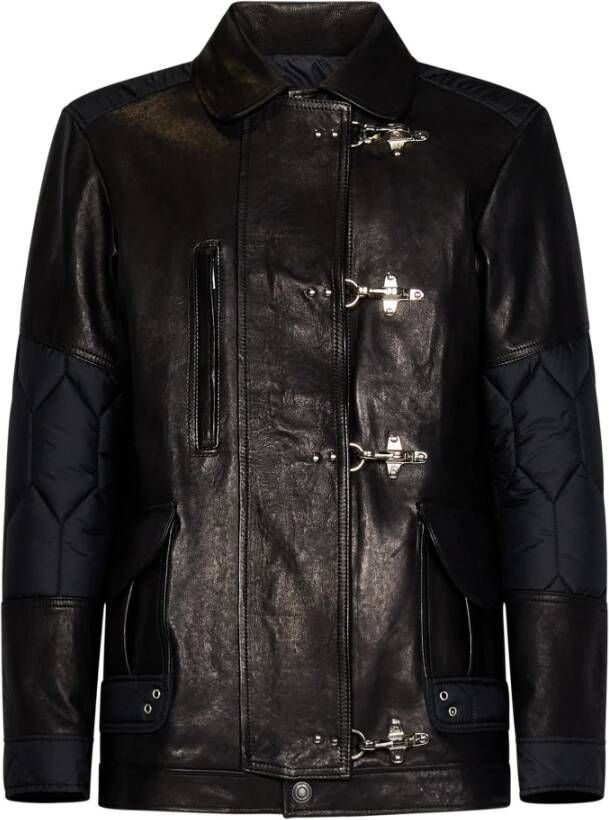 Dfour Leather Jackets Black Heren