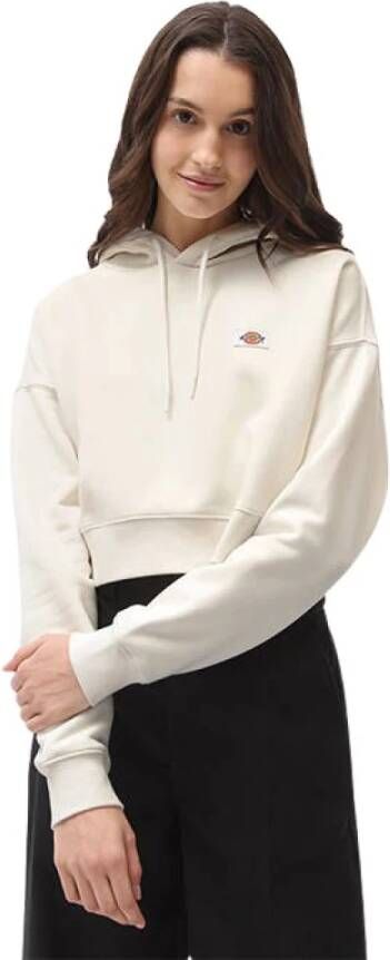 Dickies Witte crop hoodie met logo patch voor dames Beige Dames