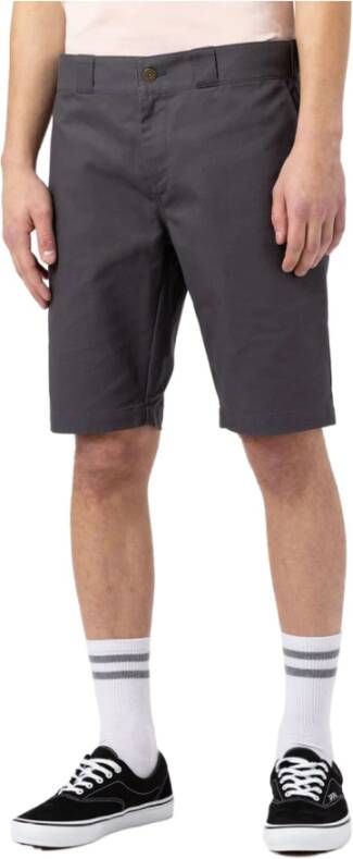 Dickies Grijze effen shorts met ritssluiting en knoopsluiting Gray Heren