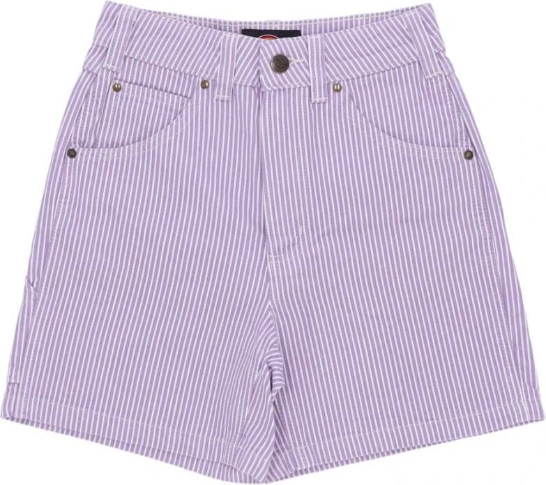 Dickies Paarse Roos Hickory Shorts Streetwear Collectie Purple Dames