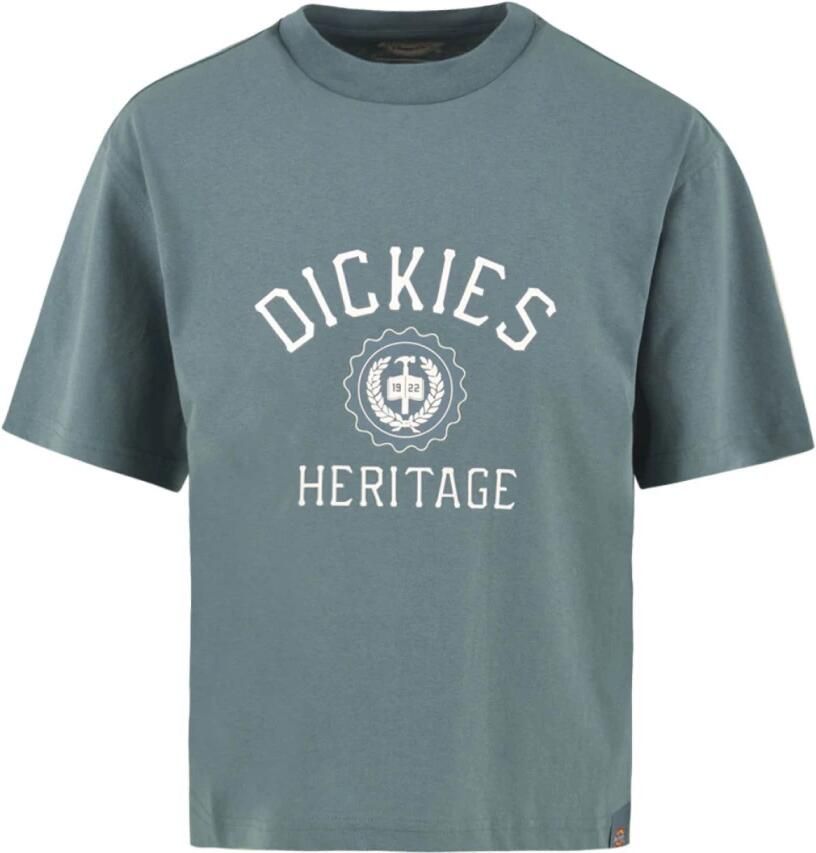 Dickies Bedrukt T-shirt Oxford Stijl Blue Dames