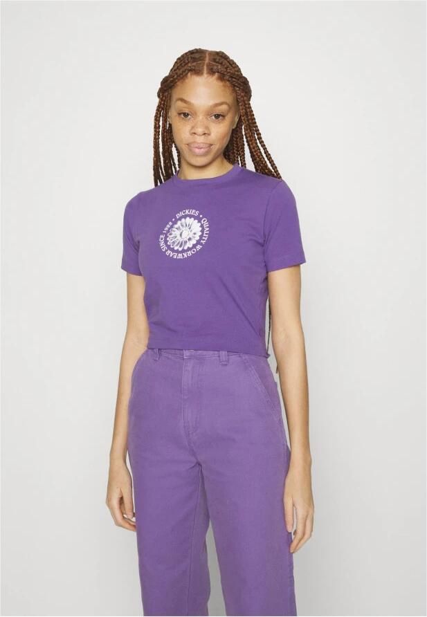 Dickies Bloemenprint Tuin T-shirt Vrouwen Purple Dames