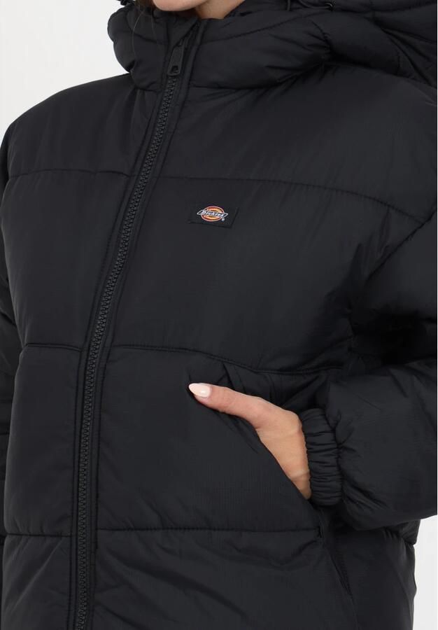 Dickies Zwarte Oversized Jas met Capuchon en Rits Zwart Dames