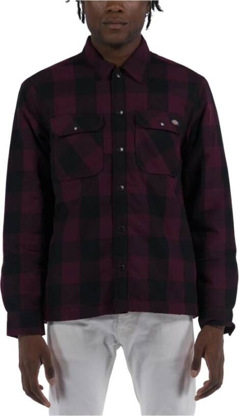 Dickies Sherpa Gevoerd Gewatteerd Shirt Maroon Brown Heren