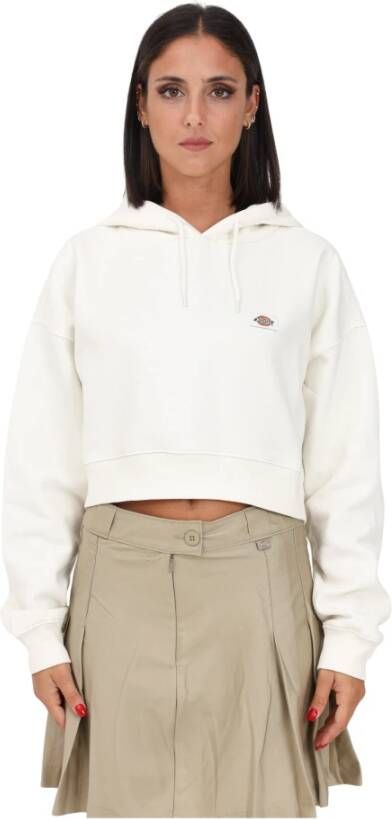 Dickies Witte crop hoodie met logo patch voor dames Beige Dames