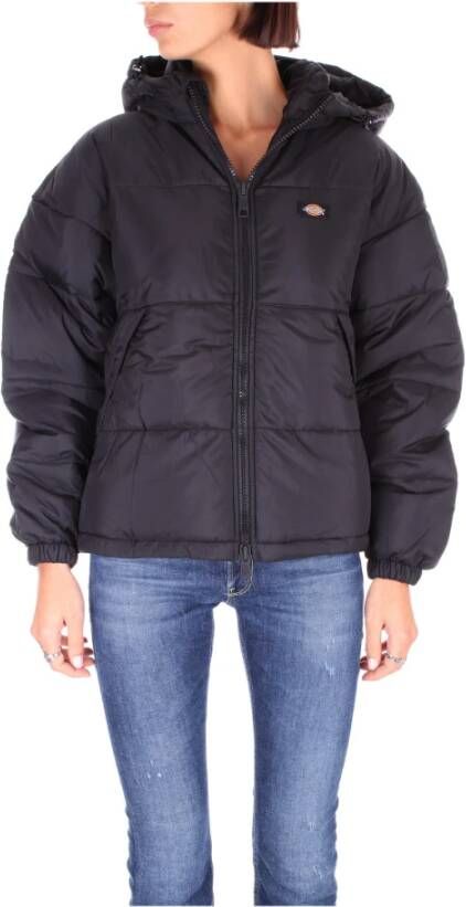 Dickies Zwarte jas met capuchon en rits Zwart Dames