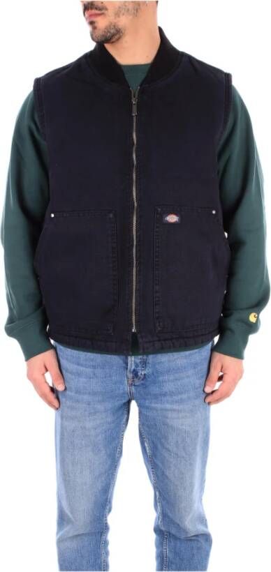 Dickies Zwarte mouwloze jas met voorlogo Black Heren