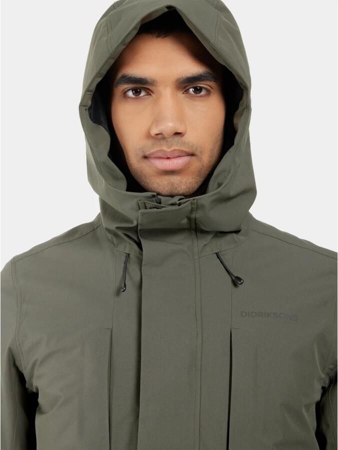 Didriksons Parka met overhemdkraag en knoopsluiting Green Heren