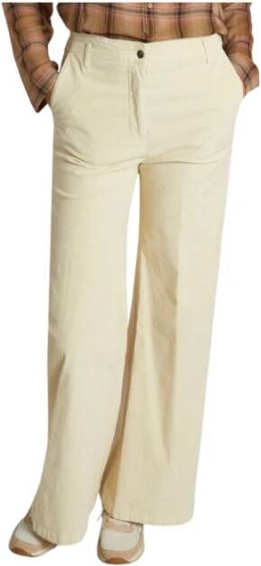 Diega Beige Wijde Katoenmix Broek White Dames