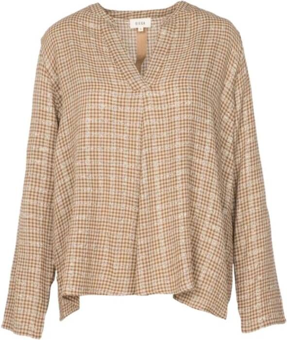 Diega Gecontroleerde blouse Beige Dames