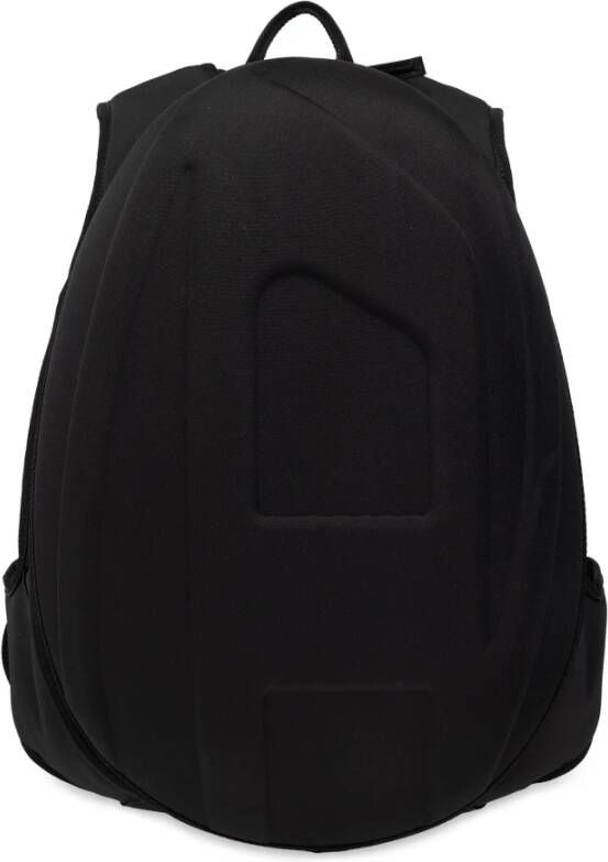 Diesel Ergonomische rugzak met ovaal D-logo Uniek Zwart Black Heren