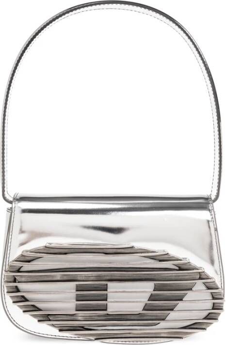 Diesel Metallic Leren Hobo Tas met Verstelbare Band Gray Dames