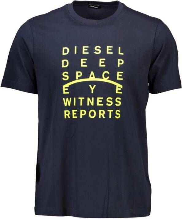 Diesel Blauw heren T-shirt met korte mouwen Blauw Heren