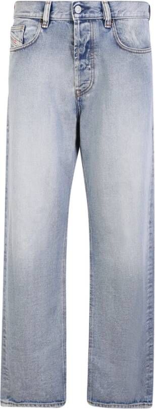 Diesel Blauwe Stonewashed Jeans met Rechte Snit Blauw Heren