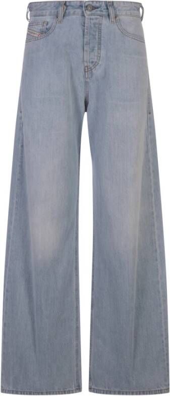 Diesel Blauwe Wide-Leg Jeans met Grafische Print Appliqué Blauw Dames