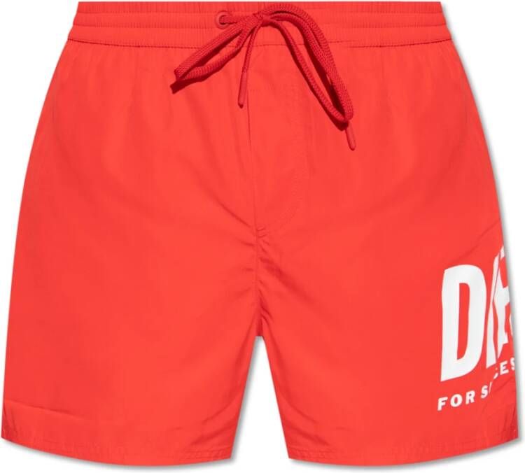 Diesel Zwemshorts met maxi logo halflang Red Heren