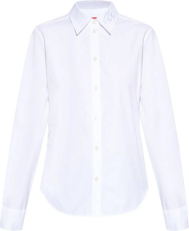Diesel Poplin shirt with tonal D embroidery White Dames