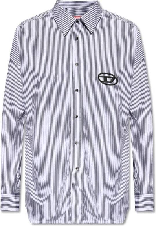 Diesel Loose fit shirt with embroidered logo Multicolor Heren