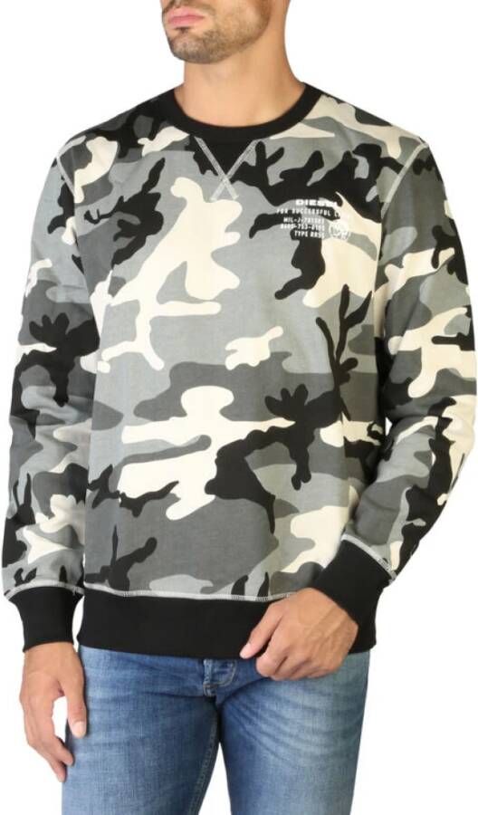 Diesel Comfortabele en stijlvolle heren sweatshirt met kleurrijke print Black Heren
