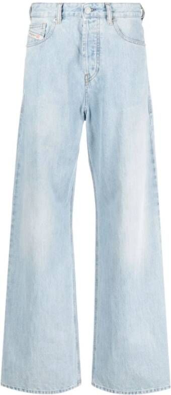 Diesel Blauwe Wide-Leg Jeans met Grafische Print Blue Dames