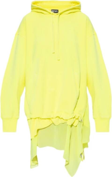Diesel Oversized Sweatshirt-Style Jurk met Chiffon Inzetstuk Yellow Dames