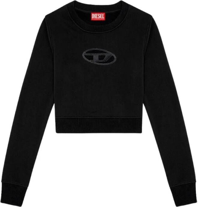 Diesel Zwarte Cropped Sweatshirt met Cut-Out Design Zwart Dames
