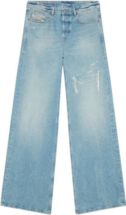 Diesel Dames Wide Jeans met knoopsluiting Blauw Dames