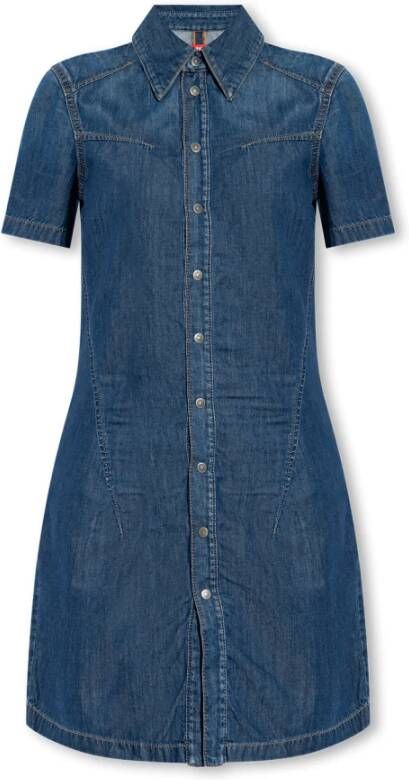 Diesel Buttoned shirt dress in stretch denim Blue Dames