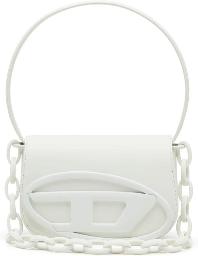 Diesel 1DR Iconic shoulder bag in matte leather White Dames