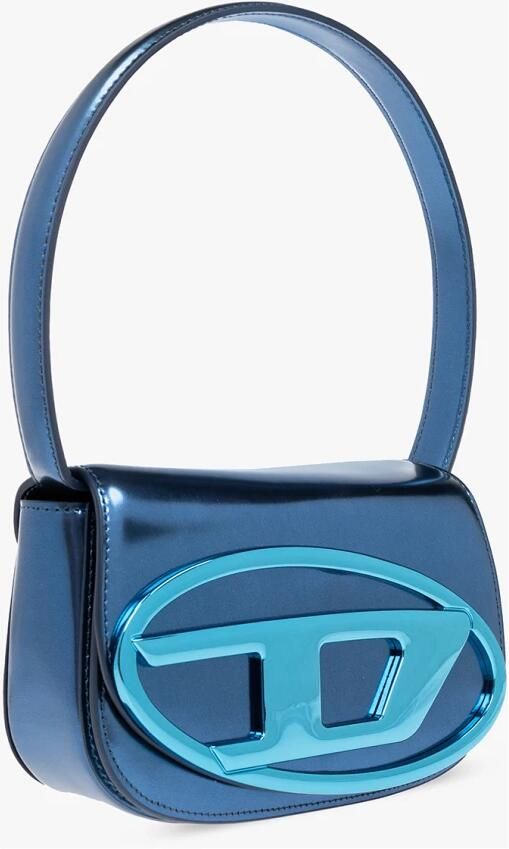 Diesel Iconische schoudertas in spiegelend leer Blue Dames - Foto 9