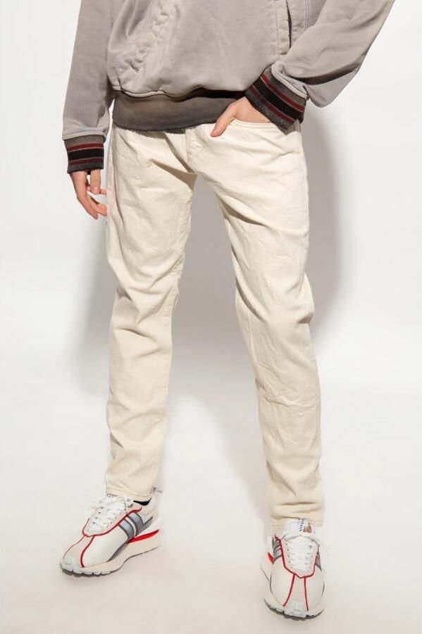 Diesel Slim Fit Beige Katoenen Jeans met Logo Patch White Heren - Foto 5