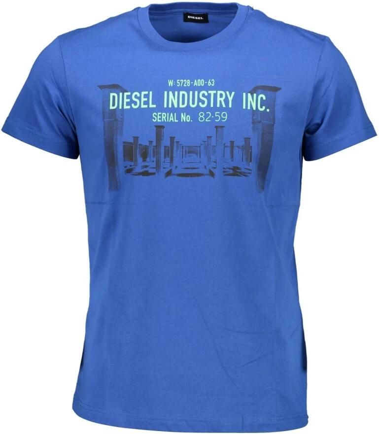 Diesel Blauw katoenen T-shirt met grafisch logo Blue Heren