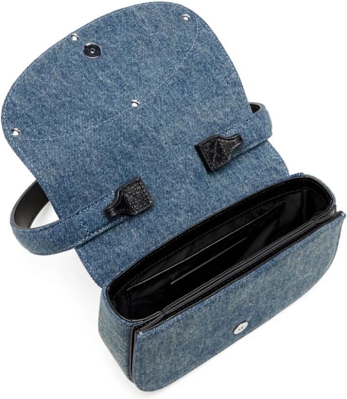 Diesel Leren schoudertas met denim details Blue Dames - Foto 3