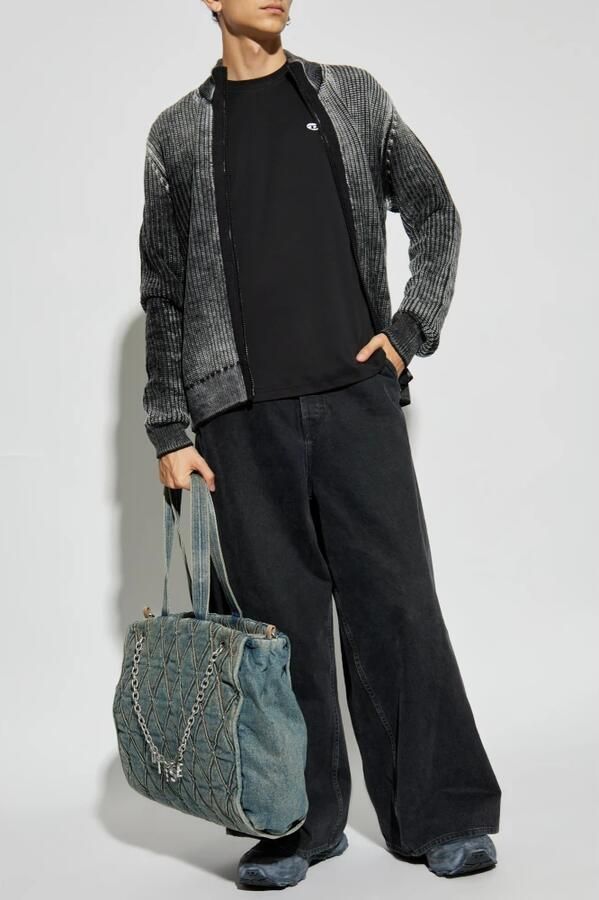 Diesel Zwarte Katoenen T-shirt Herfst-Winter 2024 Black Heren - Foto 5