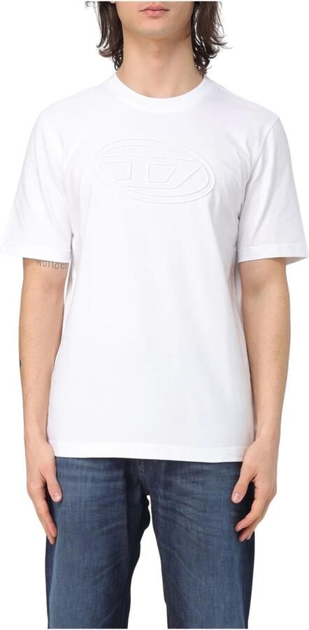 Diesel Geëmbosseerd Ovaal Logo Crew-neck T-shirt White Heren - Foto 4