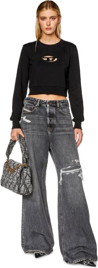Diesel Zwarte Cropped Sweatshirt met Cut-Out Design Black Dames - Foto 13