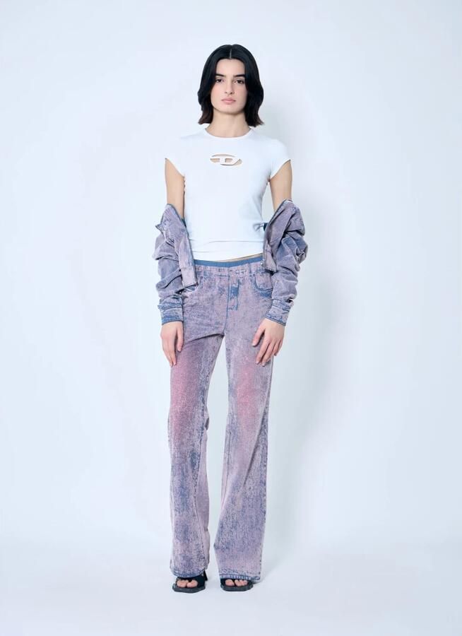 Diesel T-shirt met uitsnijding en logopatch White Dames - Foto 7