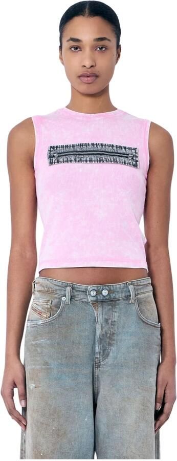 Diesel Geribbelde tanktop met ritssluiting voor Pink Dames - Foto 11