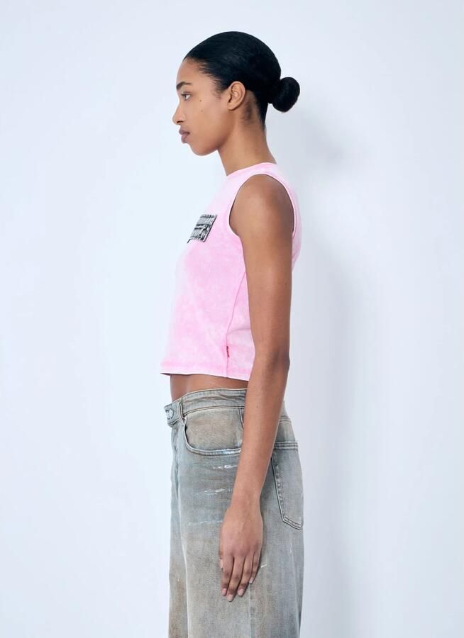 Diesel Geribbelde tanktop met ritssluiting voor Pink Dames - Foto 2